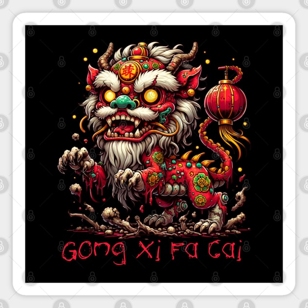 Zombie Chinese New Year Lion Magnet by HolidayBug